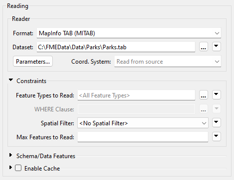 FeatureReader parameters